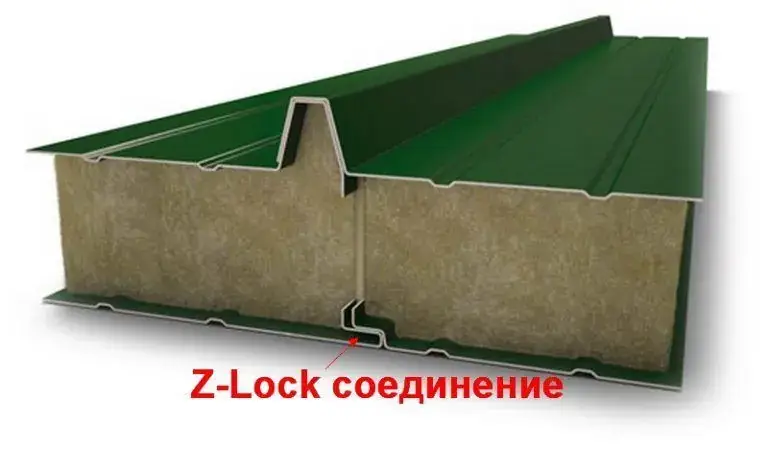Замковое соединение «Z-lock» для кровельных сэндвич-панелей
